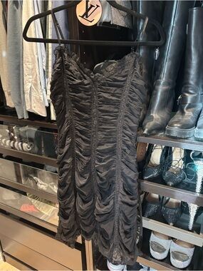 NWT Betsey Johnson Black Ruched Mini Dress